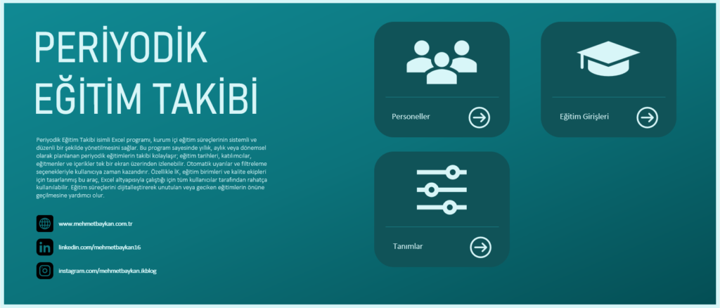 Excel Eğitim Takip Programı Eğitim Takip Programı 1