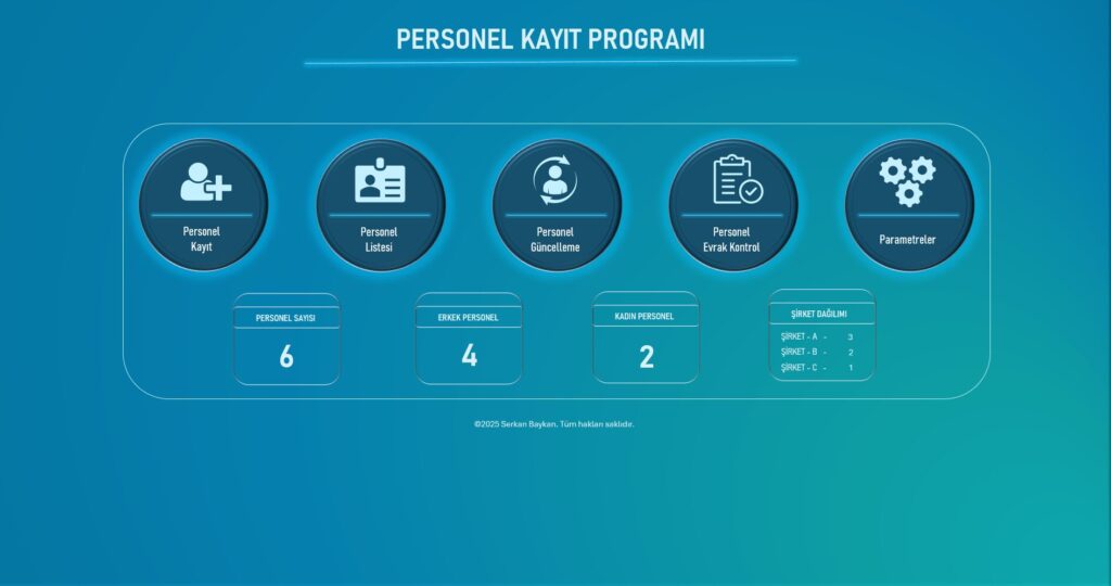Excel Personel Kayıt Programı 2026 Personel Kayıt Programı 1